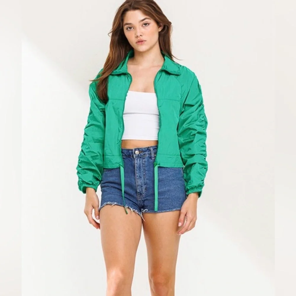 Women's Green Windbreaker Jacket - Picture 8 of 9